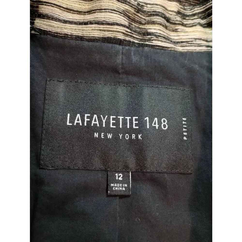 Ladies 12 Petite Lafayette 148 New‎ York Blazer Beige Black Career Business